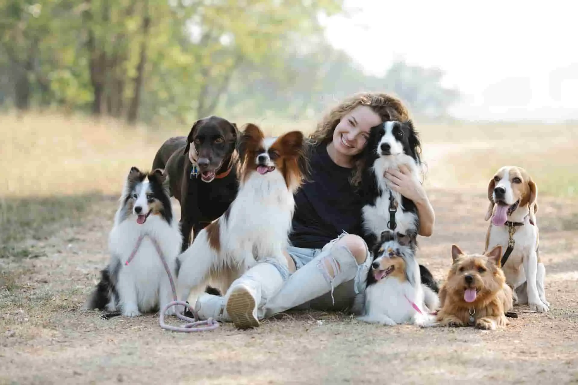 owner with dogs